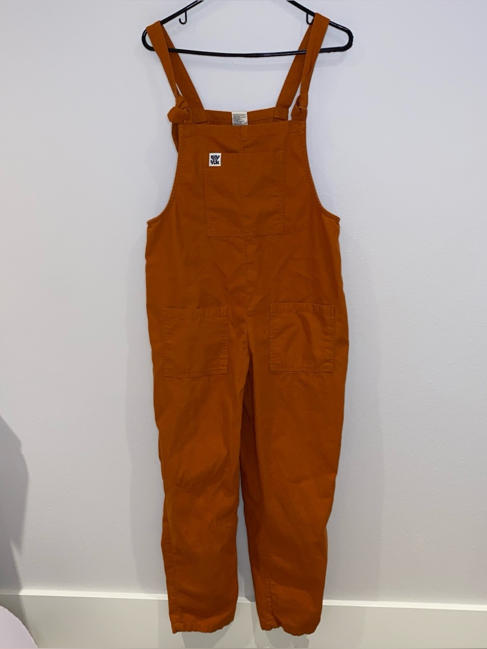 Lucy and Yak  Burnt Orange Overalls Women’s 8R Organic Cotton Tie Strap Pockets